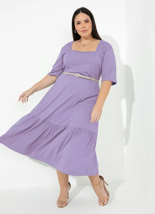 Marguerite - Vestido Lilás com Franzido Plus Size 4