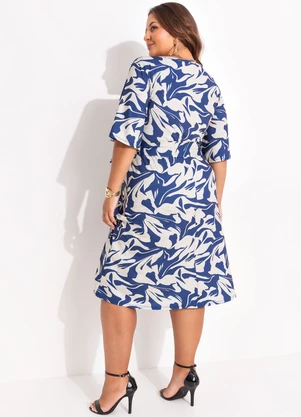Marguerite - Vestido Linho Abstrato em Poliflex - MARGUERITE