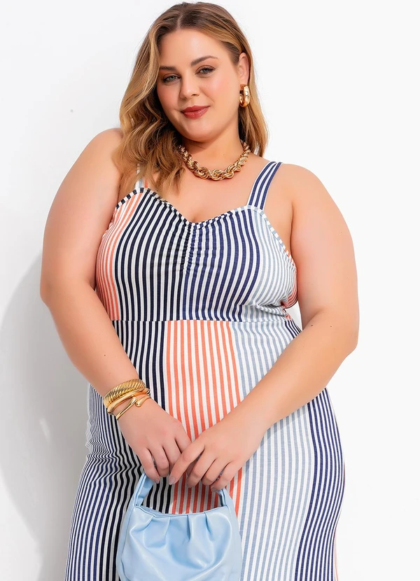 Marguerite - Vestido Listrado Colorido em Malha de Viscose 5