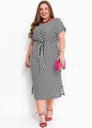 Vestido Listrado com Amarração Marguerite