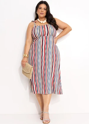 Vestido Listrado Irregular em Malha de Viscose Marguerite