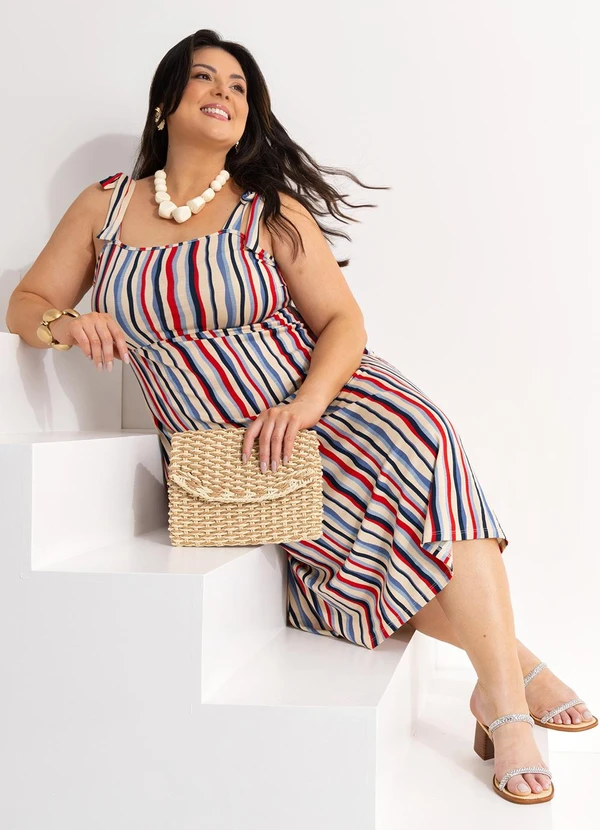 Marguerite - Vestido Listrado Irregular em Malha de Viscose 4