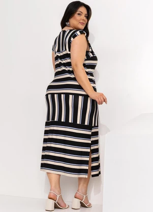 Marguerite - Vestido Listrado Largo em Malha de Viscose - MARGUERITE