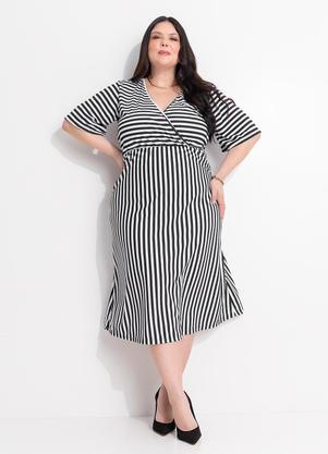 Vestido (Listrado Preto e Branco) em Malha