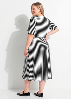 Marguerite - Vestido Listrado Preto e Branco em Malha - MARGUERITE