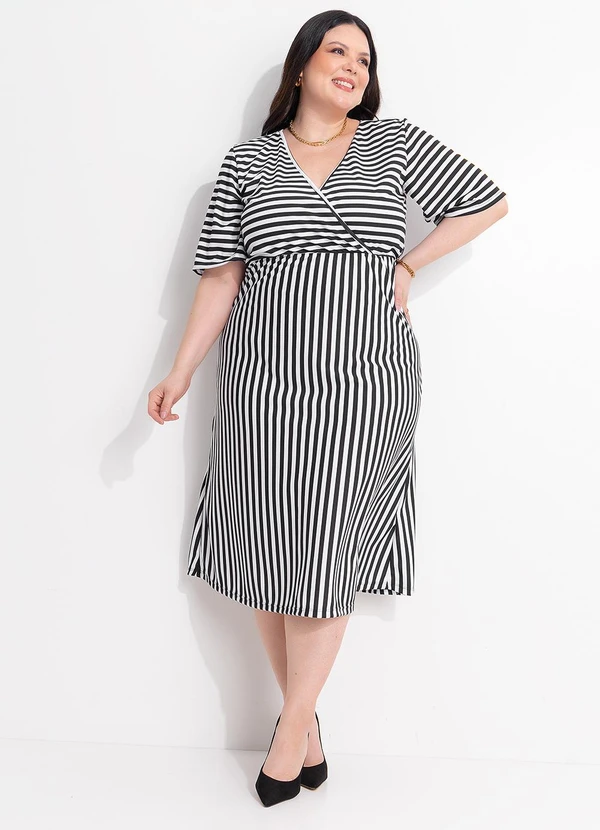 Marguerite - Vestido Listrado Preto e Branco em Malha 5