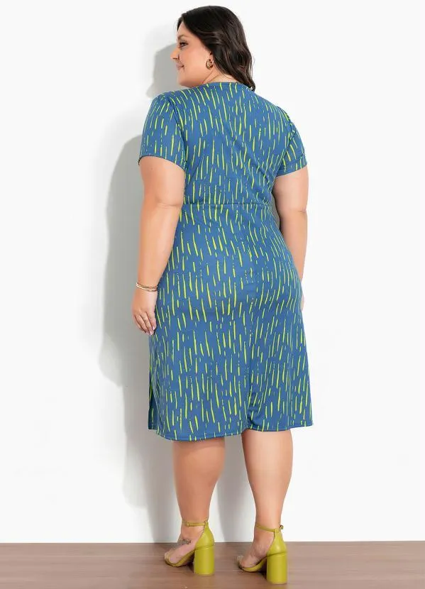 Marguerite - Vestido Listras Azul com Fenda Plus Size 4