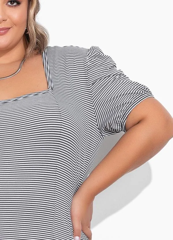 Marguerite - Vestido Listras em Malha Jacquard Plus Size 3