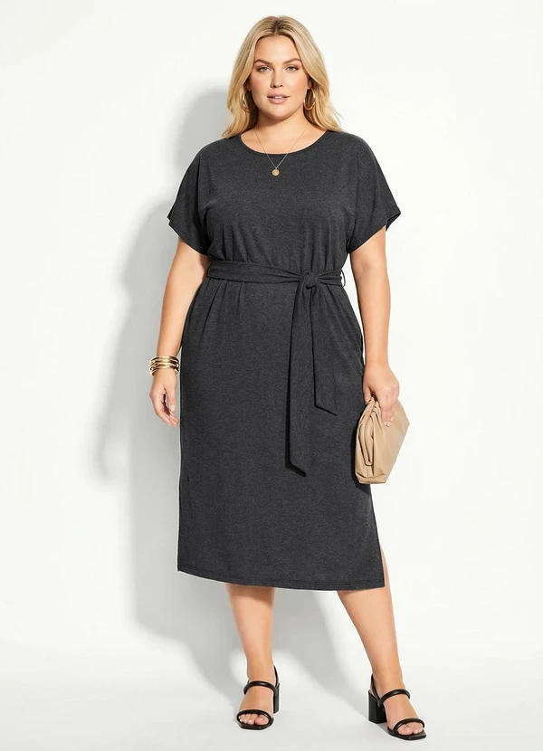Marguerite - Vestido Longo Cinza em Meia Malha