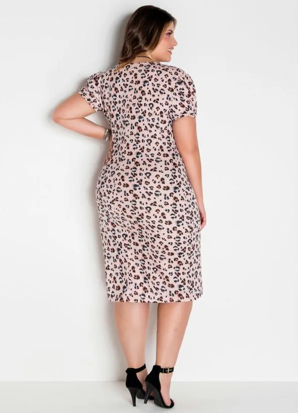 Marguerite - Vestido Mangas Princesa Onça Rosê Plus Size 4