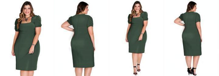 Vestido Mangas Princesa Verde Plu Size