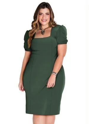 Marguerite - Vestido Mangas Princesa Verde Plu Size - MARGUERITE
