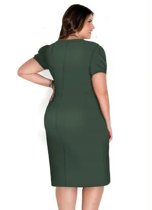 Marguerite - Vestido Mangas Princesa Verde Plu Size - MARGUERITE