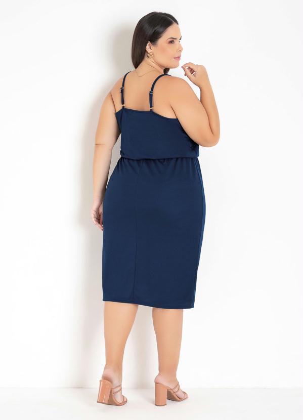 Marguerite - Vestido Marinho com Botões Decorativos Plus Size 2