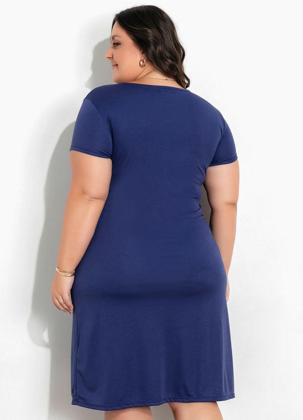 Marguerite - Vestido Marinho com Botões Plus Size 2