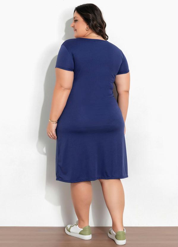Marguerite - Vestido Marinho com Botões Plus Size 4