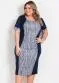 Marguerite - Vestido Marinho com Recorte Estampado Plus Size - variação: Marinho