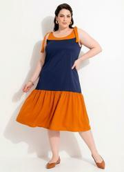 Vestido Marinho e Caramelo em Malha