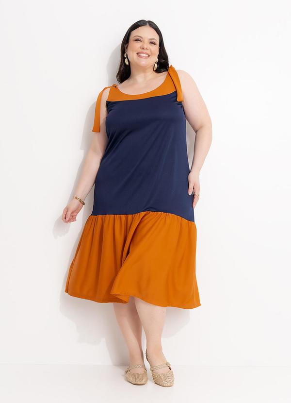 Vestido (Marinho e Caramelo) em Malha