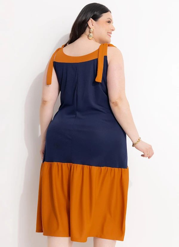 Marguerite - Vestido Marinho e Caramelo em Malha 3