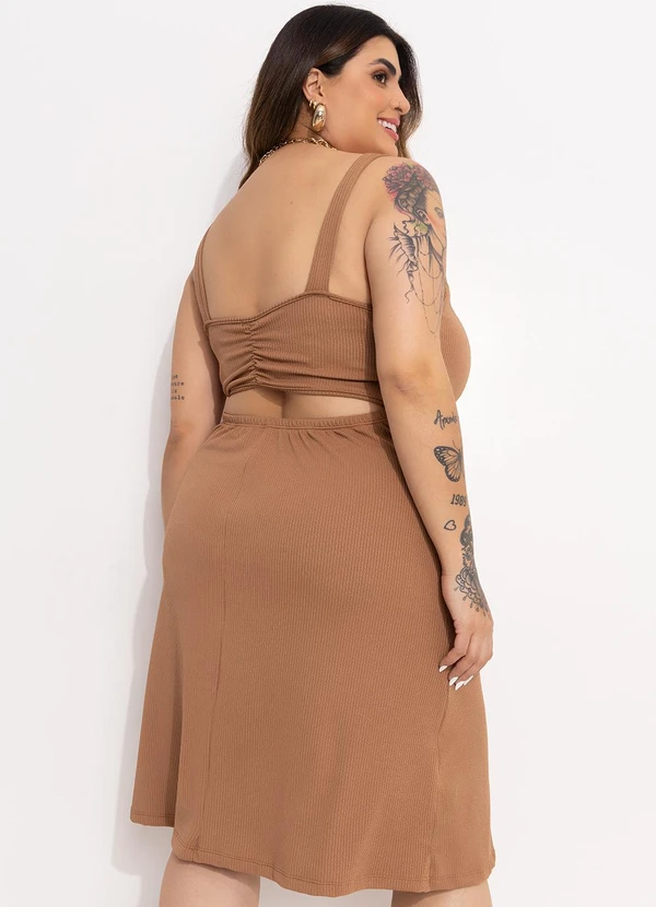 Marguerite - Vestido Marrom Claro em Malha Anarruga 4