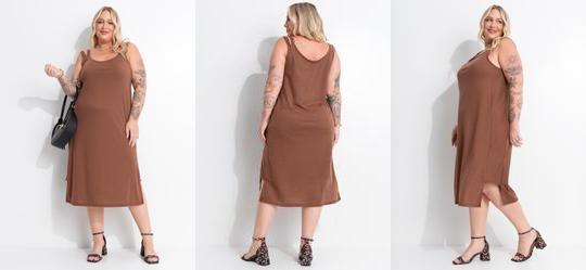 Vestido Marrom em Malha Canelada