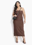 Vestido Marrom em Malha Canelada