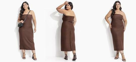 Vestido Marrom em Malha Canelada