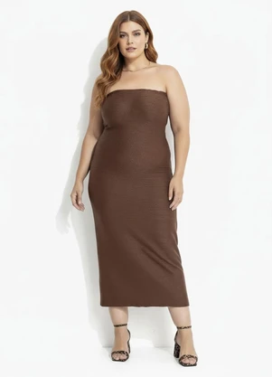 Marguerite - Vestido Marrom em Malha Canelada - MARGUERITE