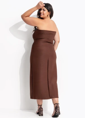 Marguerite - Vestido Marrom em Malha Canelada - MARGUERITE
