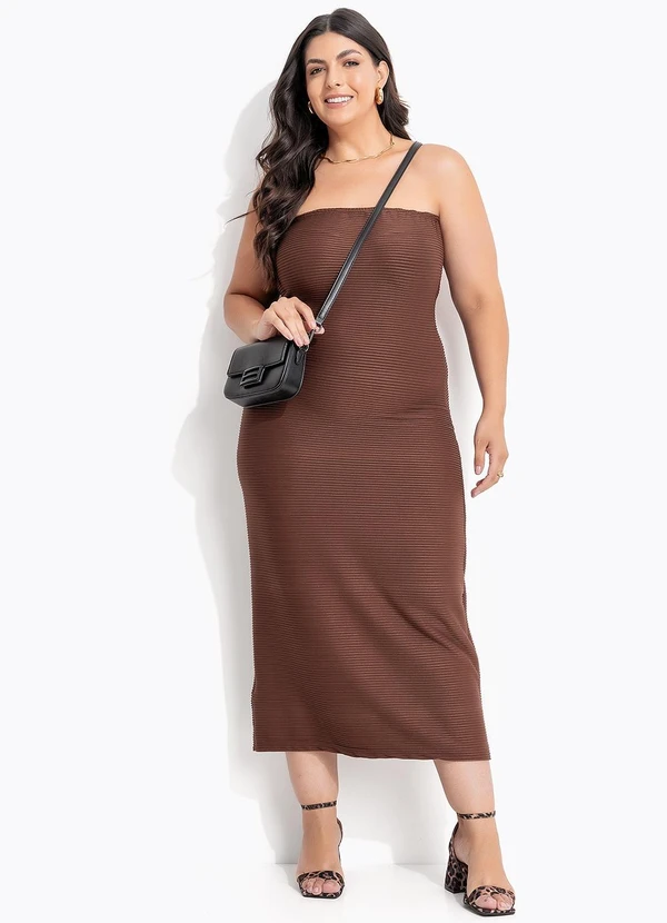 Marguerite - Vestido Marrom em Malha Canelada 2