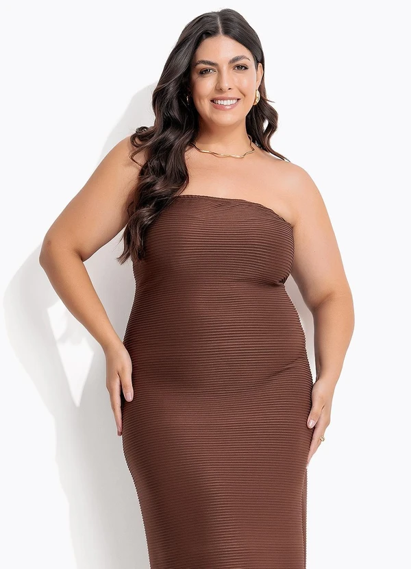 Marguerite - Vestido Marrom em Malha Canelada 1