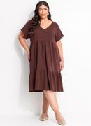 Vestido Marrom em Malha de Algodo