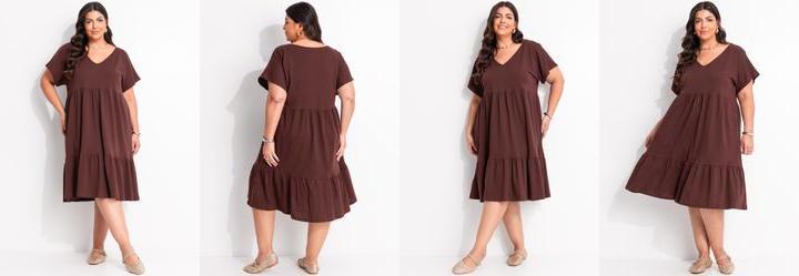 Vestido Marrom em Malha de Algod�o