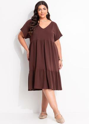 Vestido (Marrom) em Malha de Algodo