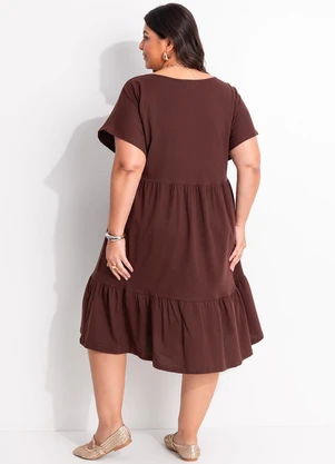 Marguerite - Vestido Marrom em Malha de Algodão - MARGUERITE