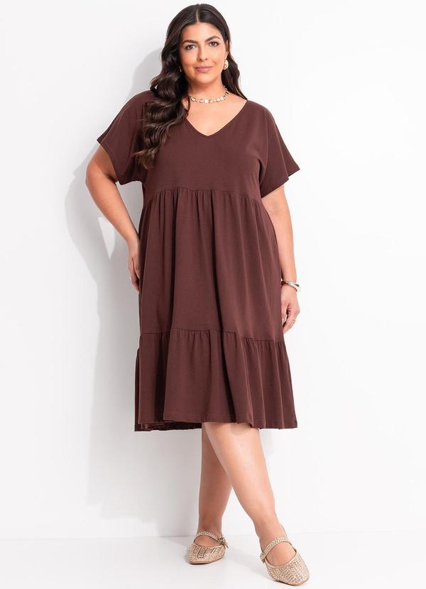 Vestido (Marrom) em Malha de Algodo