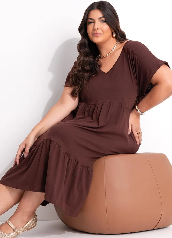 Marguerite - Vestido Marrom em Malha de Algodão 6
