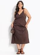 Vestido Marrom em Voil Bordado Paete