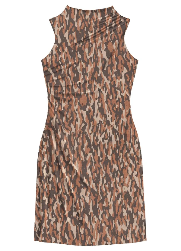 Malwee - Vestido Marrom Mídi Animal Print Tule 2