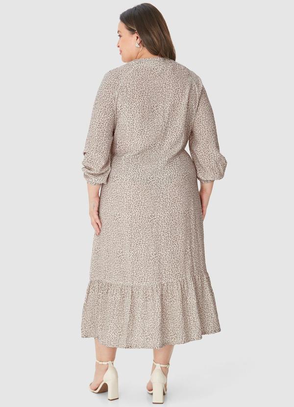 Malwee - Vestido Midi Amplo Animal Print Plus Bege 2