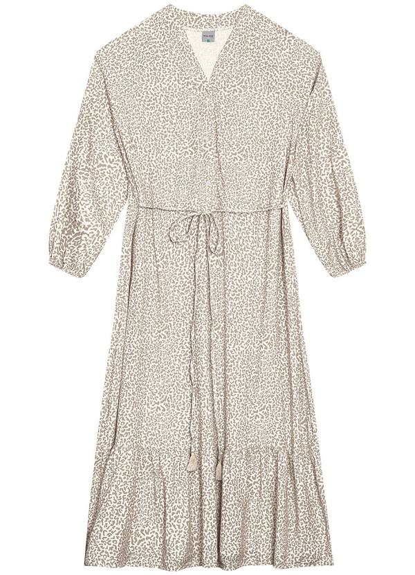 Malwee - Vestido Midi Amplo Animal Print Plus Bege 4