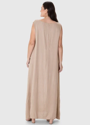 Malwee - Vestido Mídi Amplo em Lurex Plus Areia - MALWEE