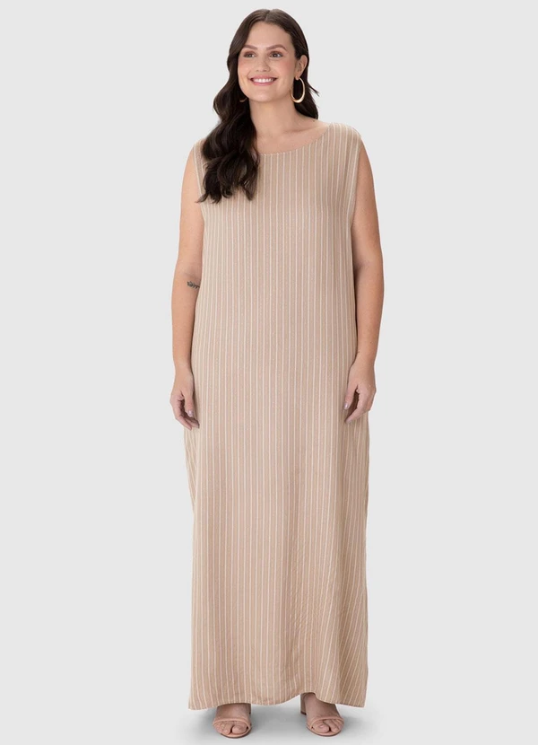 Malwee - Vestido Mídi Amplo em Lurex Plus Areia 2