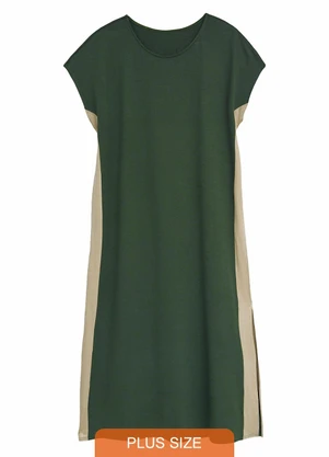 Malwee - Vestido Mídi Amplo Plus Verde Militar - MALWEE