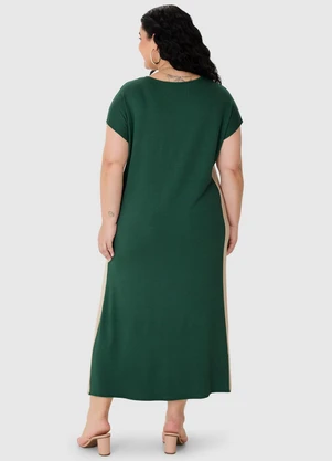 Malwee - Vestido Mídi Amplo Plus Verde Militar - MALWEE