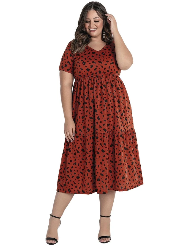 Marguerite - Vestido Midi Animal Print com Babados Plus Size 4