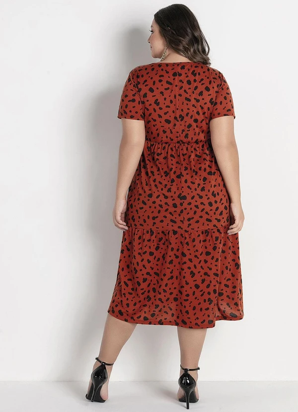 Marguerite - Vestido Midi Animal Print com Babados Plus Size 5