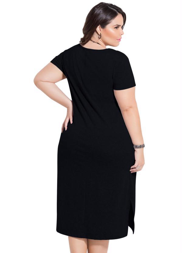 Marguerite - Vestido Midi Assimétrico Preto Plus Size 2
