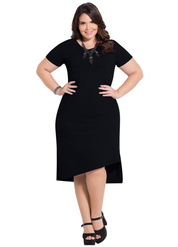 Marguerite - Vestido Midi Assimétrico Preto Plus Size 3